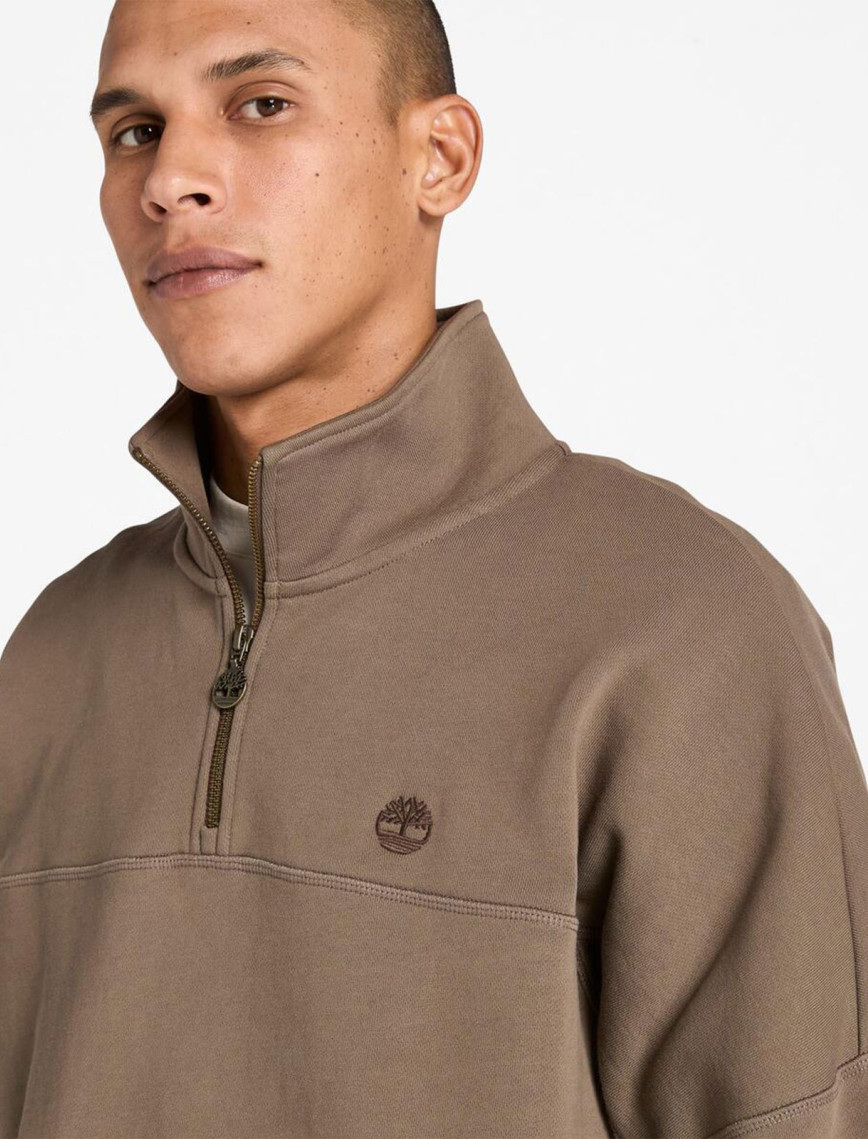 Timberland Erkek Kahverengi Çeyrek Fermuarlı Sweatshirt Timberland Erkek Kahverengi Çeyrek Fermuarlı Sweatshirt