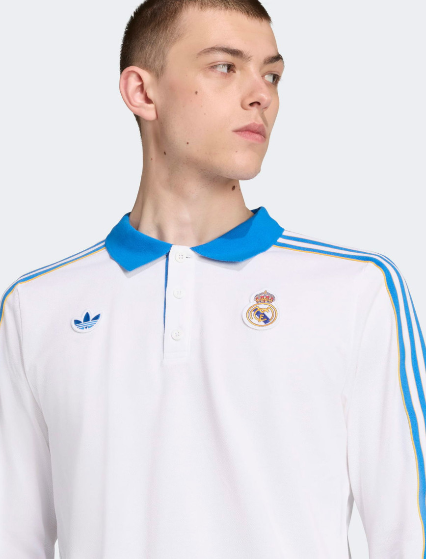 adidas Real Madrid Terrace Icons Erkek Beyaz/Mavi Polo T-Shirt adidas Real Madrid Terrace Icons Erkek Beyaz/Mavi Polo T-Shirt