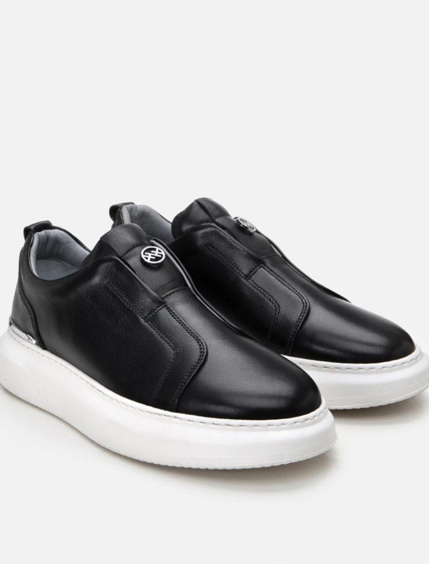 Erkek Deri Siyah Ultra Hafif Tabanlı Comfort Spor Ayakkabı Erkek Deri Siyah Ultra Hafif Tabanlı Comfort Spor Ayakkabı