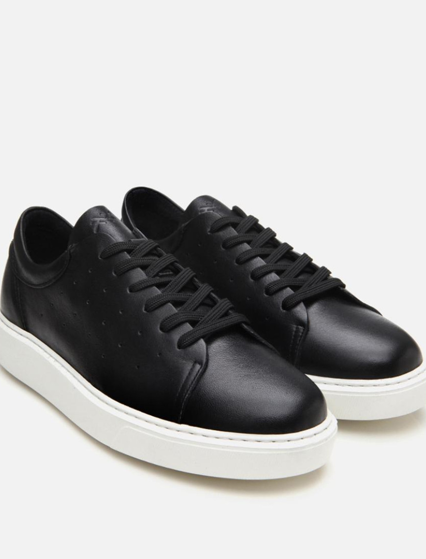 Erkek Deri Siyah Hafif Tabanlı Spor Ayakkabı Erkek Deri Siyah Hafif Tabanlı Spor Ayakkabı