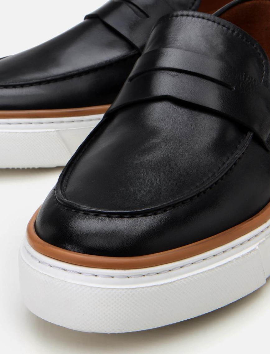 Erkek Deri Siyah Ultra Hafif Tabanlı Şık Günlük Loafer Erkek Deri Siyah Ultra Hafif Tabanlı Şık Günlük Loafer