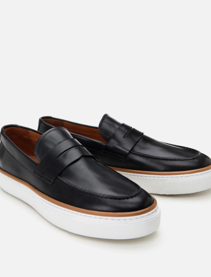 Erkek Deri Siyah Ultra Hafif Tabanlı Şık Günlük Loafer Erkek Deri Siyah Ultra Hafif Tabanlı Şık Günlük Loafer