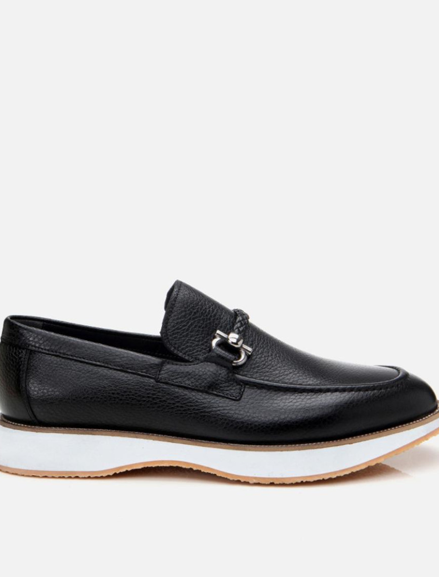 Erkek Deri Siyah Spor Tabanlı Klasik Loafer Erkek Deri Siyah Spor Tabanlı Klasik Loafer