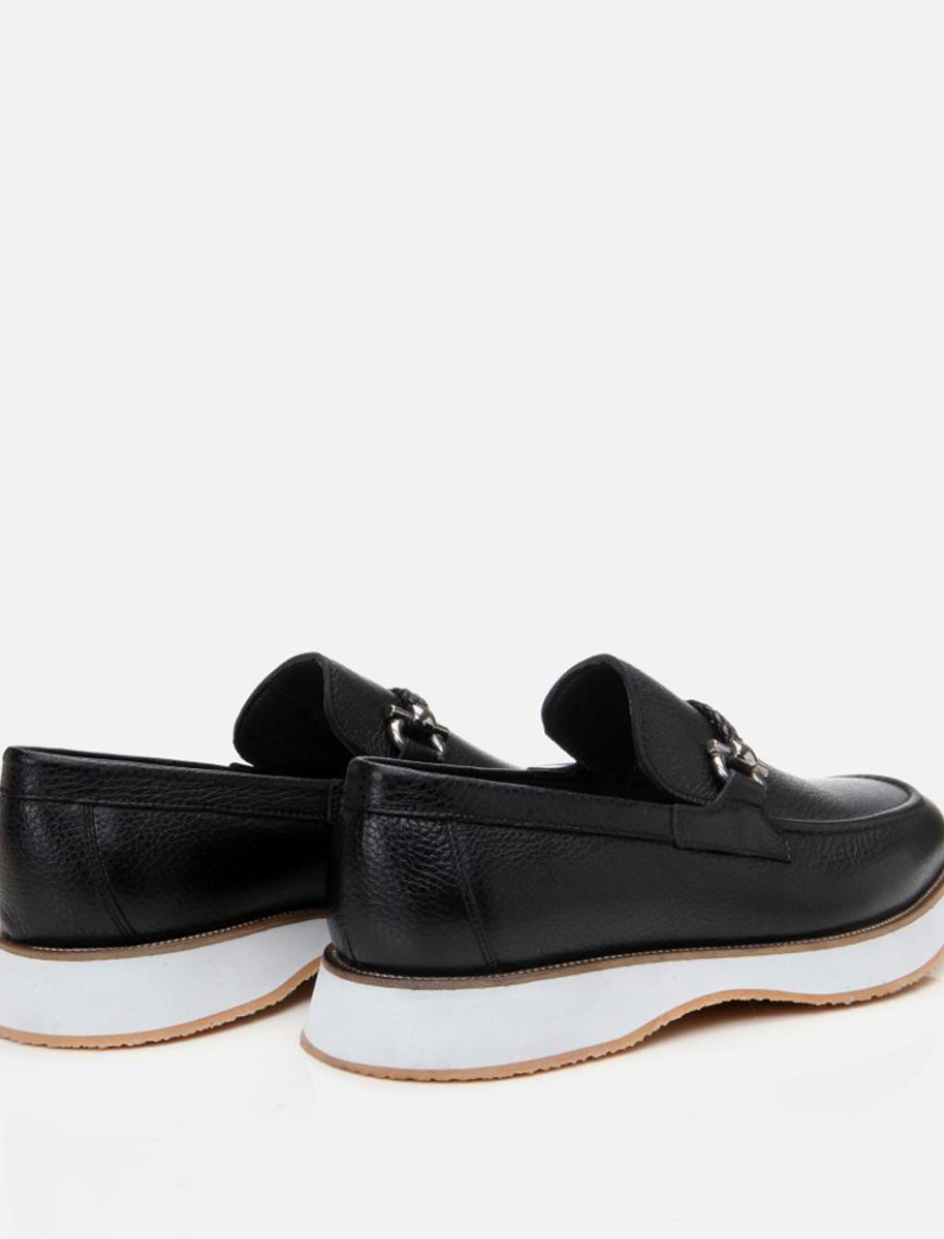 Erkek Deri Siyah Spor Tabanlı Klasik Loafer Erkek Deri Siyah Spor Tabanlı Klasik Loafer