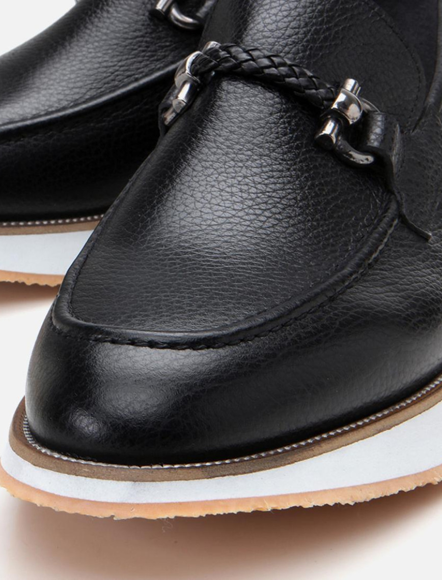 Erkek Deri Siyah Spor Tabanlı Klasik Loafer Erkek Deri Siyah Spor Tabanlı Klasik Loafer