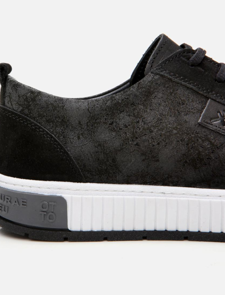 Erkek Deri Siyah Baskılı Spor Ayakkabı Erkek Deri Siyah Baskılı Spor Ayakkabı