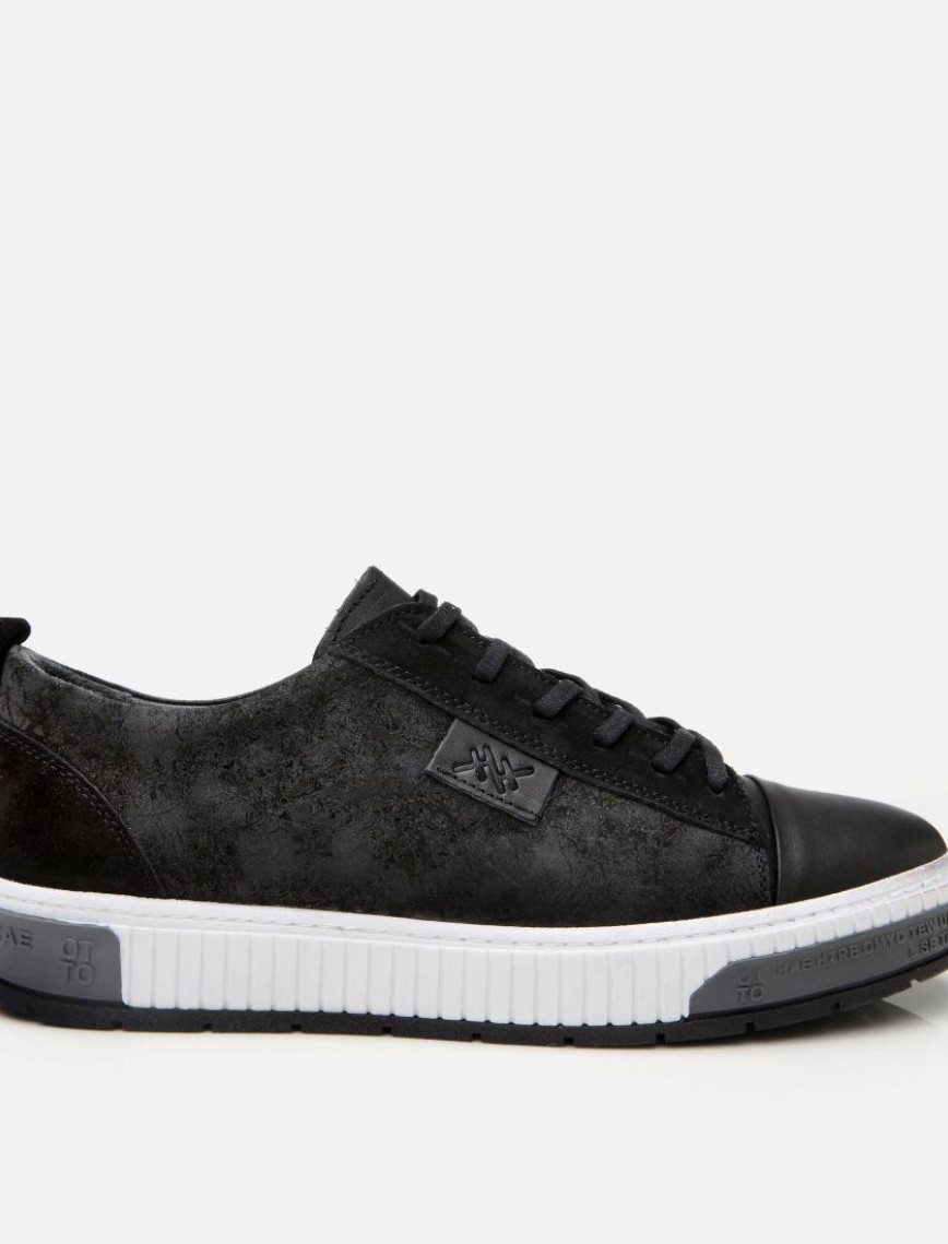 Erkek Deri Gri Baskılı Spor Ayakkabı Erkek Deri Gri Baskılı Spor Ayakkabı