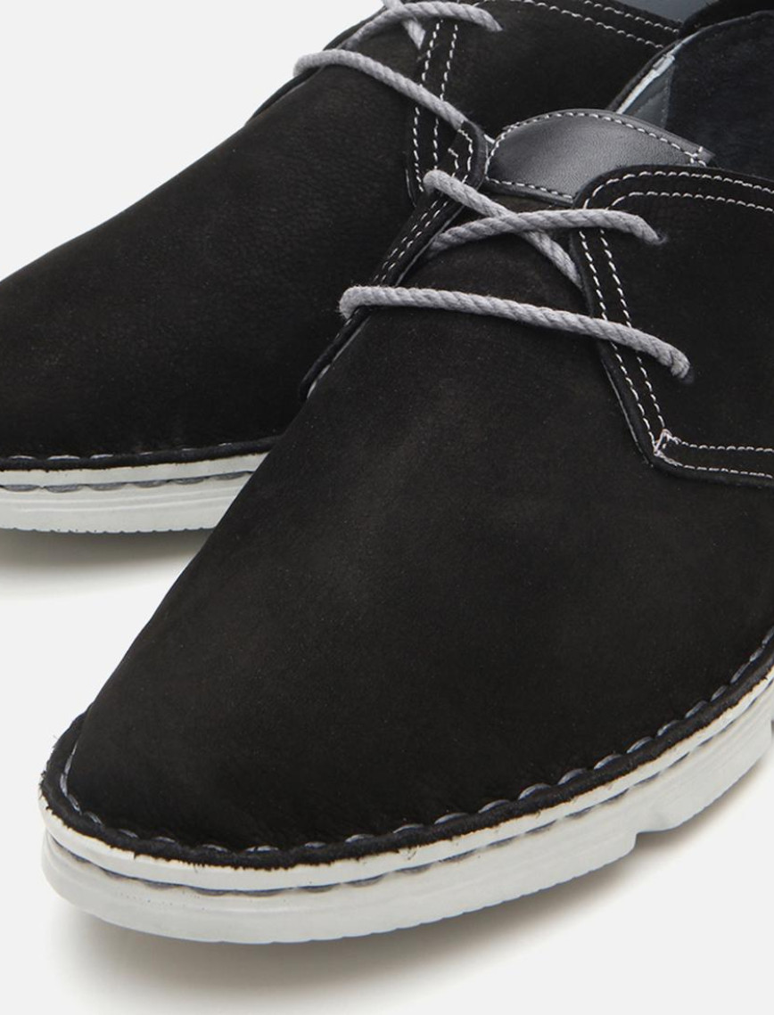 Erkek Nubuk Deri Siyah Ultra Hafif Tabanlı Günlük Ayakkabı