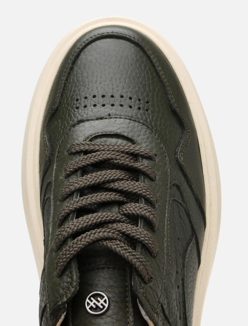 Erkek Deri Haki Yüksek Tabanlı Spor Ayakkabı