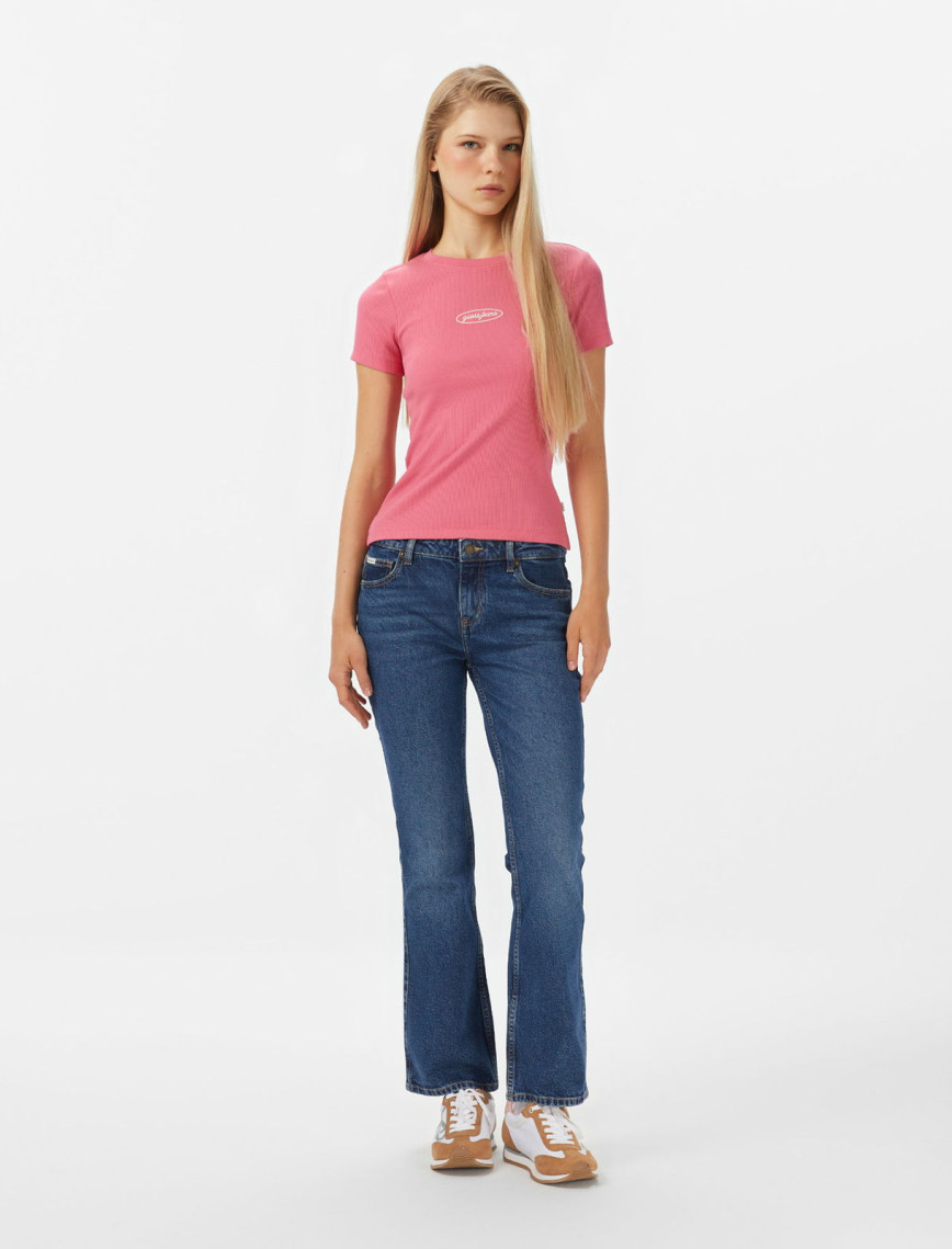 Guess Jeans Top Kadın Pembe T-Shirt Guess Jeans Top Kadın Pembe T-Shirt