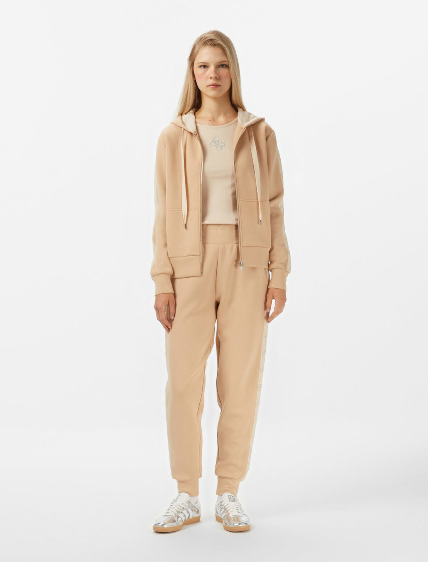 Guess New Hooded Scuba Kadın Krem Sweatshirt Guess New Hooded Scuba Kadın Krem Sweatshirt