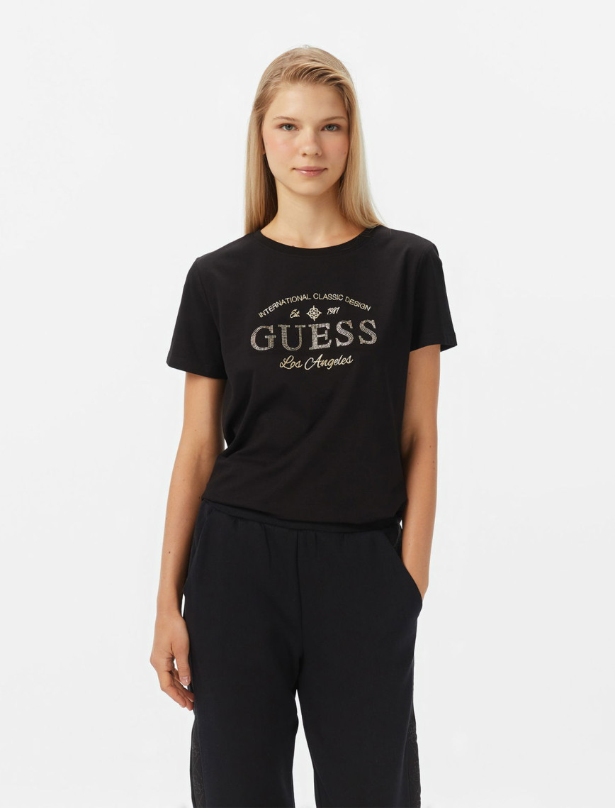 Guess Marina Slim Fit Kadın Siyah T-Shirt