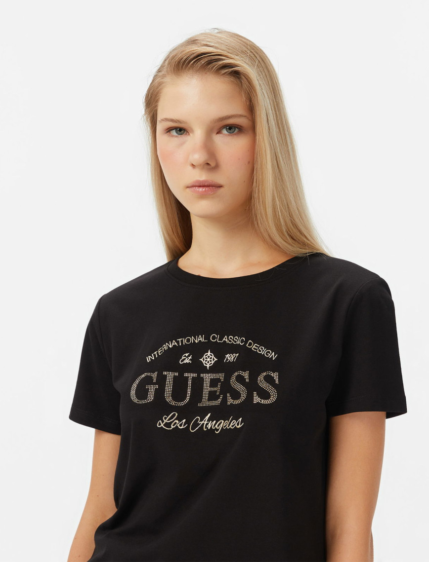Guess Marina Slim Fit Kadın Siyah T-Shirt