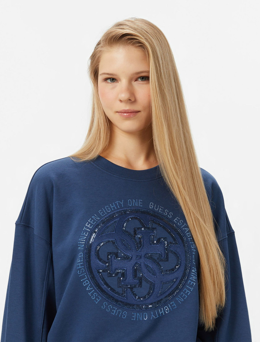 Guess Hotfix Kadın Mavi Sweatshirt Guess Hotfix Kadın Mavi Sweatshirt