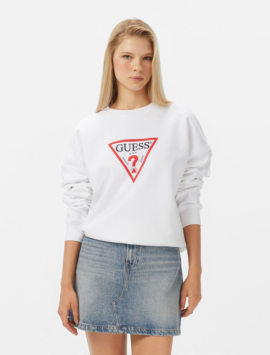 Guess Studded Kadın Beyaz Sweatshirt Guess Studded Kadın Beyaz Sweatshirt