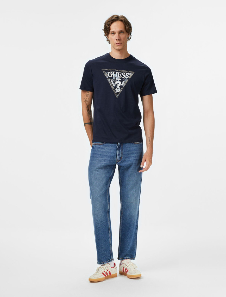 Guess Triangle Regular Fit Erkek Lacivert T-Shirt