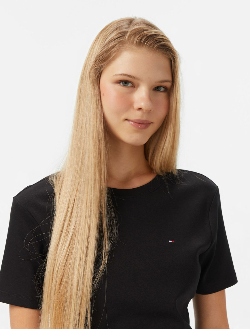 Tommy Hilfiger Slim Cody Kadın Siyah T-Shirt Tommy Hilfiger Slim Cody Kadın Siyah T-Shirt
