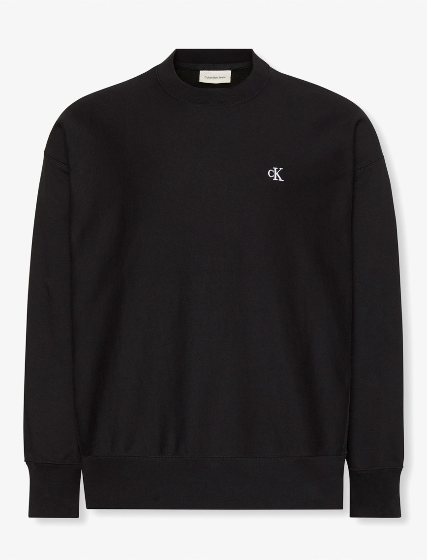 Calvin Klein Premium Terry Monogram Erkek Siyah Sweatshirt
