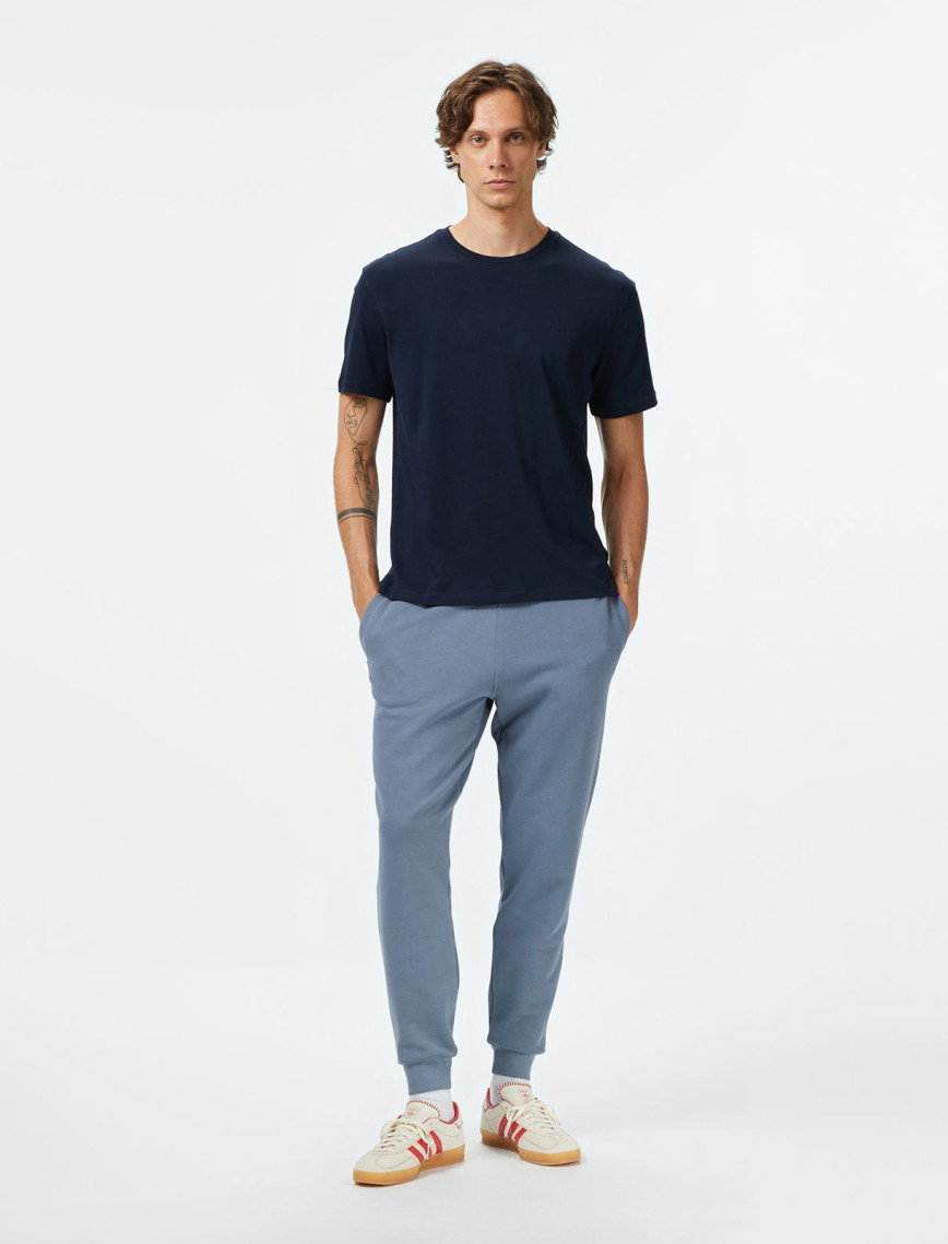 Calvin Klein Supima Chest Crewneck Erkek Mavi T-Shirt