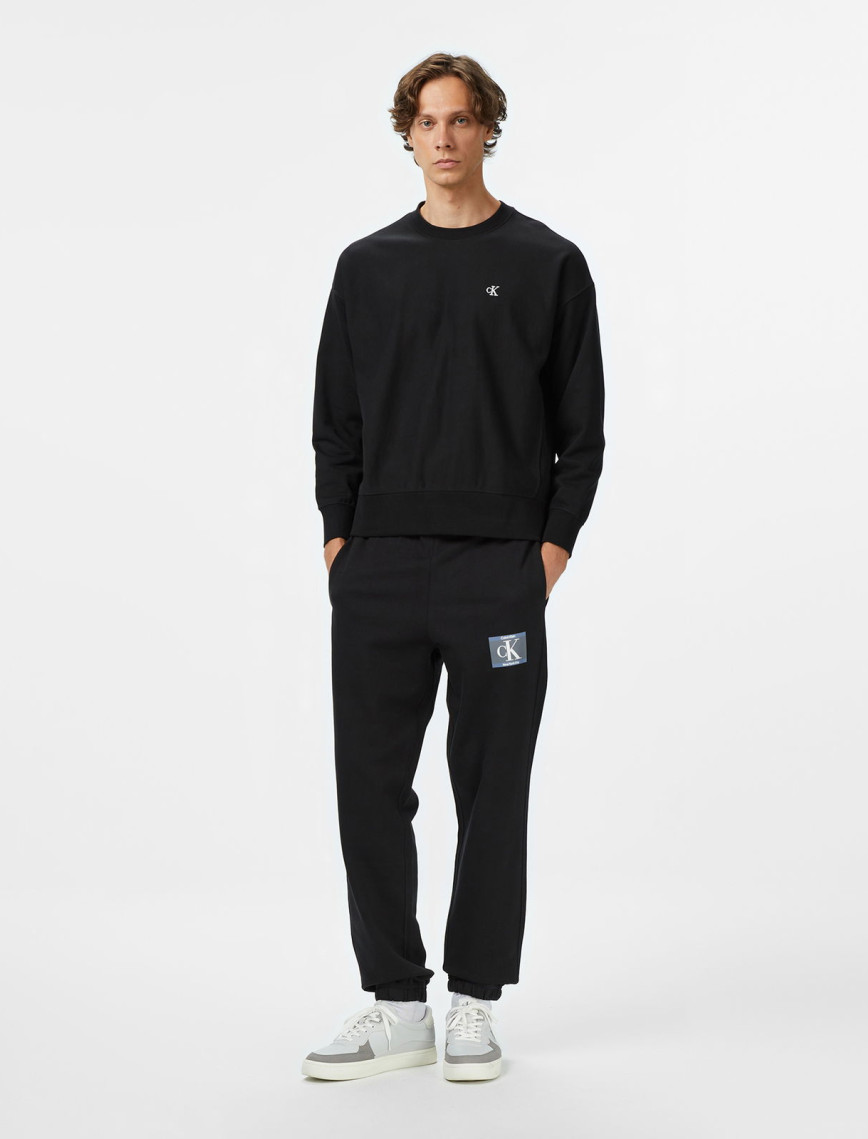 Calvin Klein Premium Terry Monogram Erkek Siyah Sweatshirt