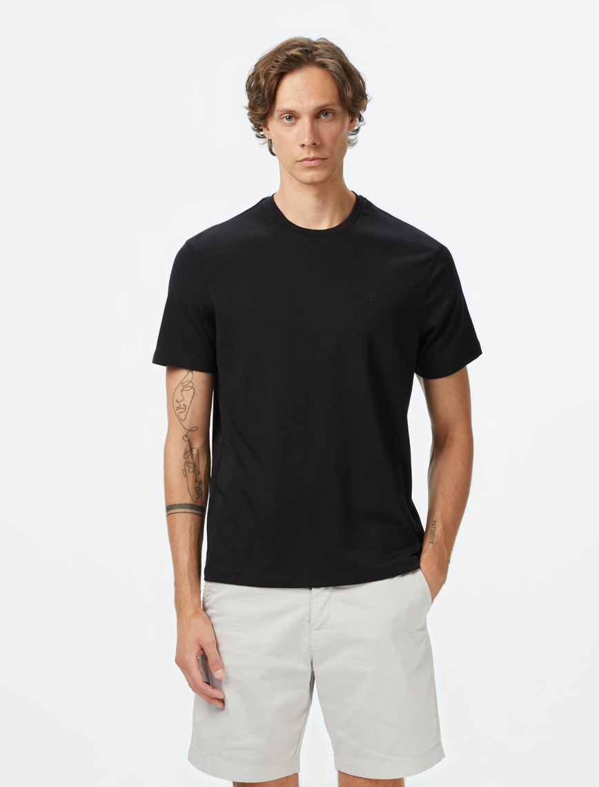 Calvin Klein Supima Chest Crewneck Erkek Mavi T-Shirt