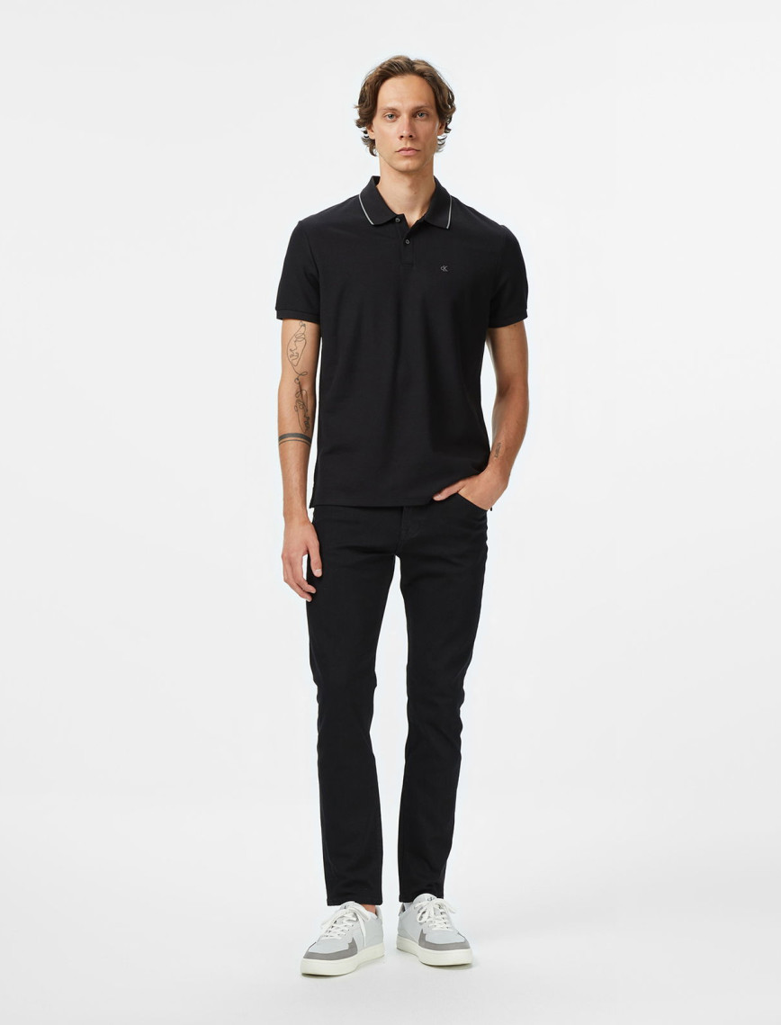Calvin Klein Refined Pique Tipped Classic Erkek Siyah Polo