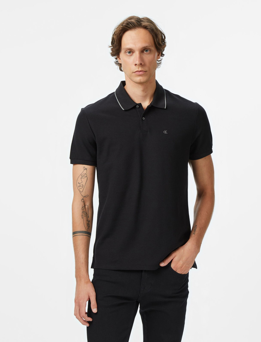 Calvin Klein Refined Pique Tipped Classic Erkek Siyah Polo