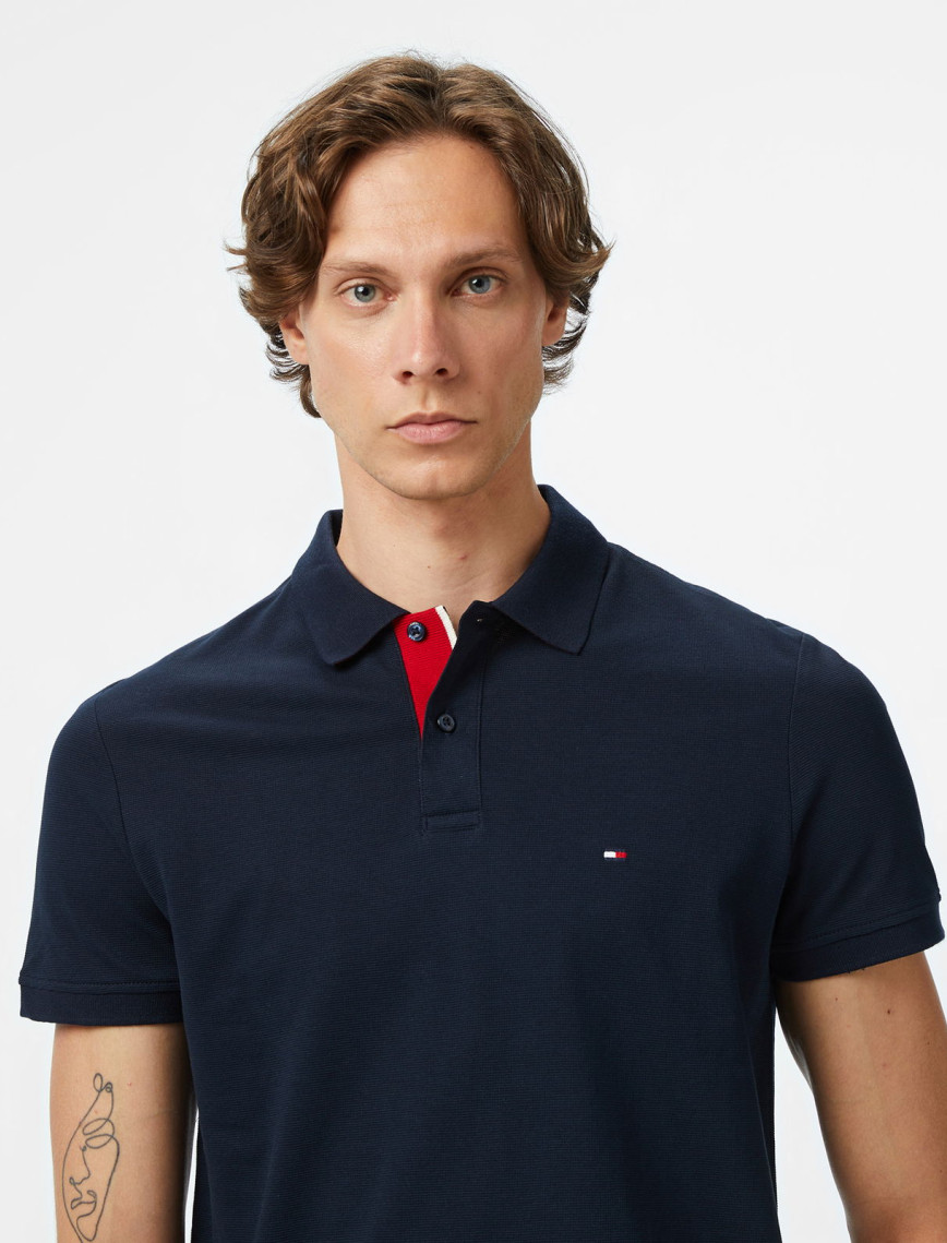 Tommy Hilfiger Contrast Collar Erkek Mavi Polo Tommy Hilfiger Contrast Collar Erkek Mavi Polo