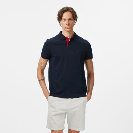 Tommy Hilfiger Contrast Collar Erkek Mavi Polo