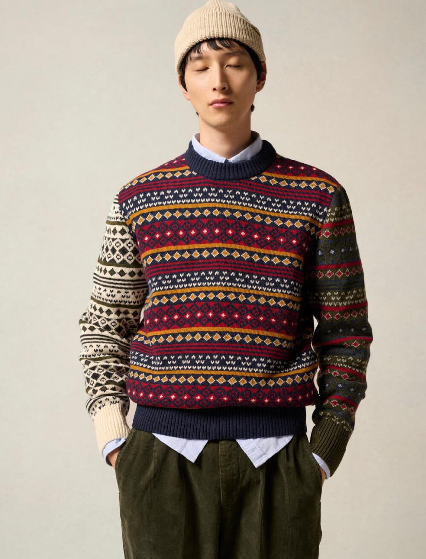 Barbour Patchwork Fair Isle Crew Neck Kazak Barbour Patchwork Fair Isle Crew Neck Kazak
