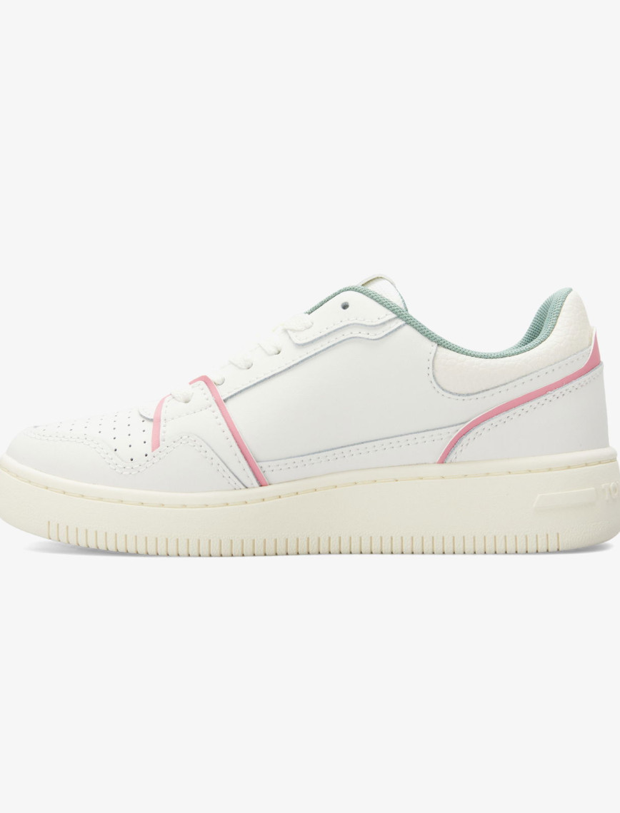 Tommy Jeans Retro Basket Kadın Beyaz/Pembe/Yeşil Spor Ayakkabı Tommy Jeans Retro Basket Kadın Beyaz/Pembe/Yeşil Spor Ayakkabı