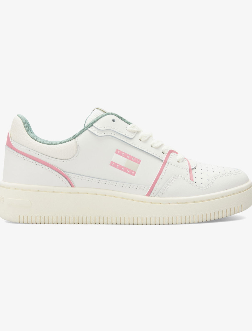Tommy Jeans Retro Basket Kadın Beyaz/Pembe/Yeşil Spor Ayakkabı Tommy Jeans Retro Basket Kadın Beyaz/Pembe/Yeşil Spor Ayakkabı