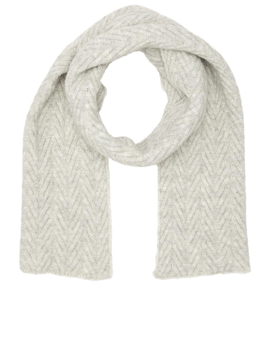 Network Kadın Gri Siyah Beyaz Yün Karışımlı Atkı