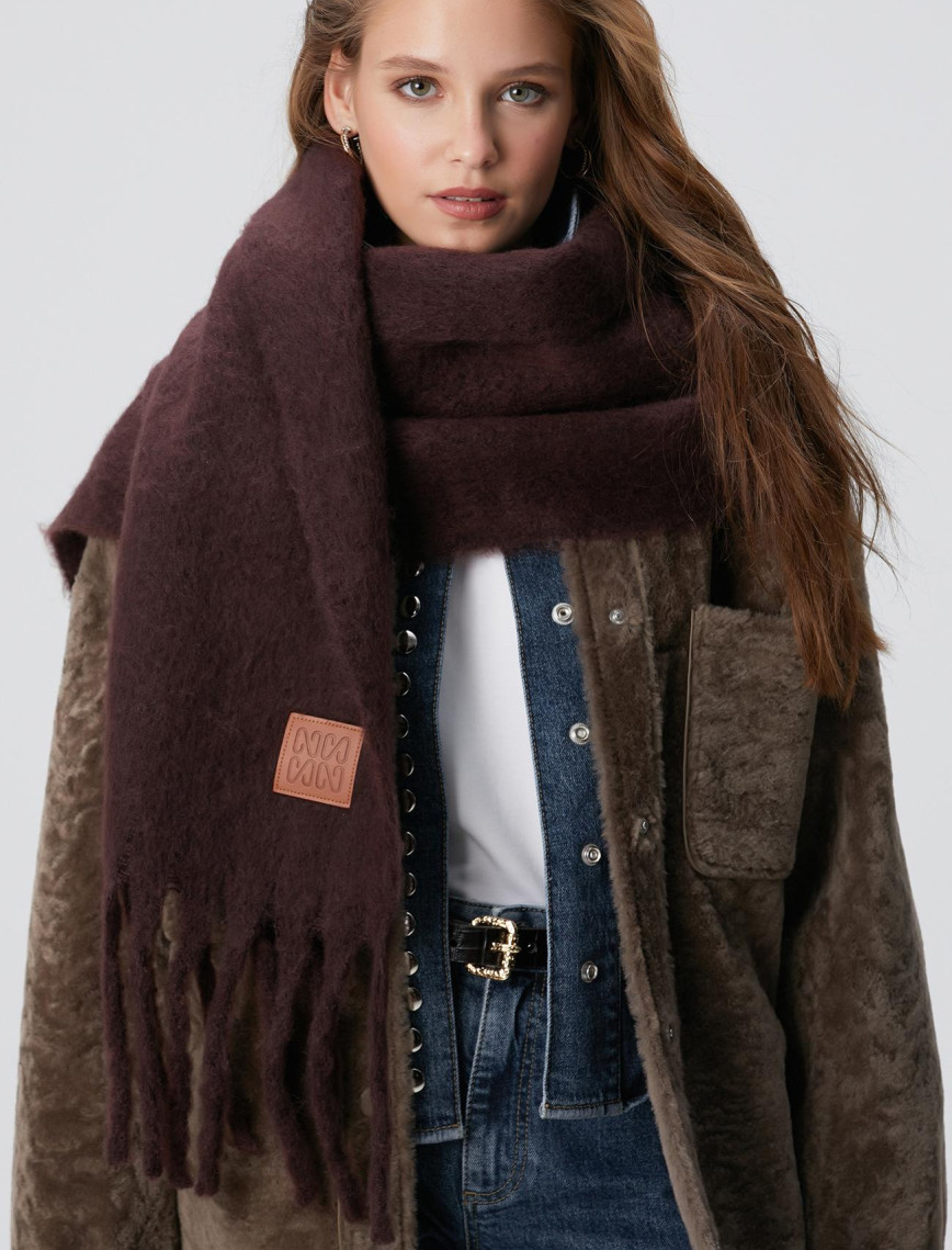 Network Unisex Koyu Kahverengi Kadın Yün Karışımlı Atkı Network Unisex Koyu Kahverengi Kadın Yün Karışımlı Atkı