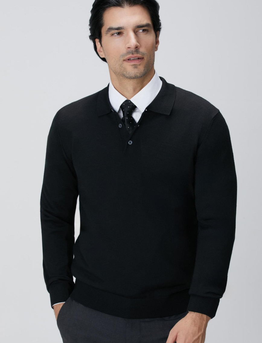 Network Erkek Siyah Yün Karışımlı Triko Kazak Network Erkek Siyah Yün Karışımlı Triko Kazak