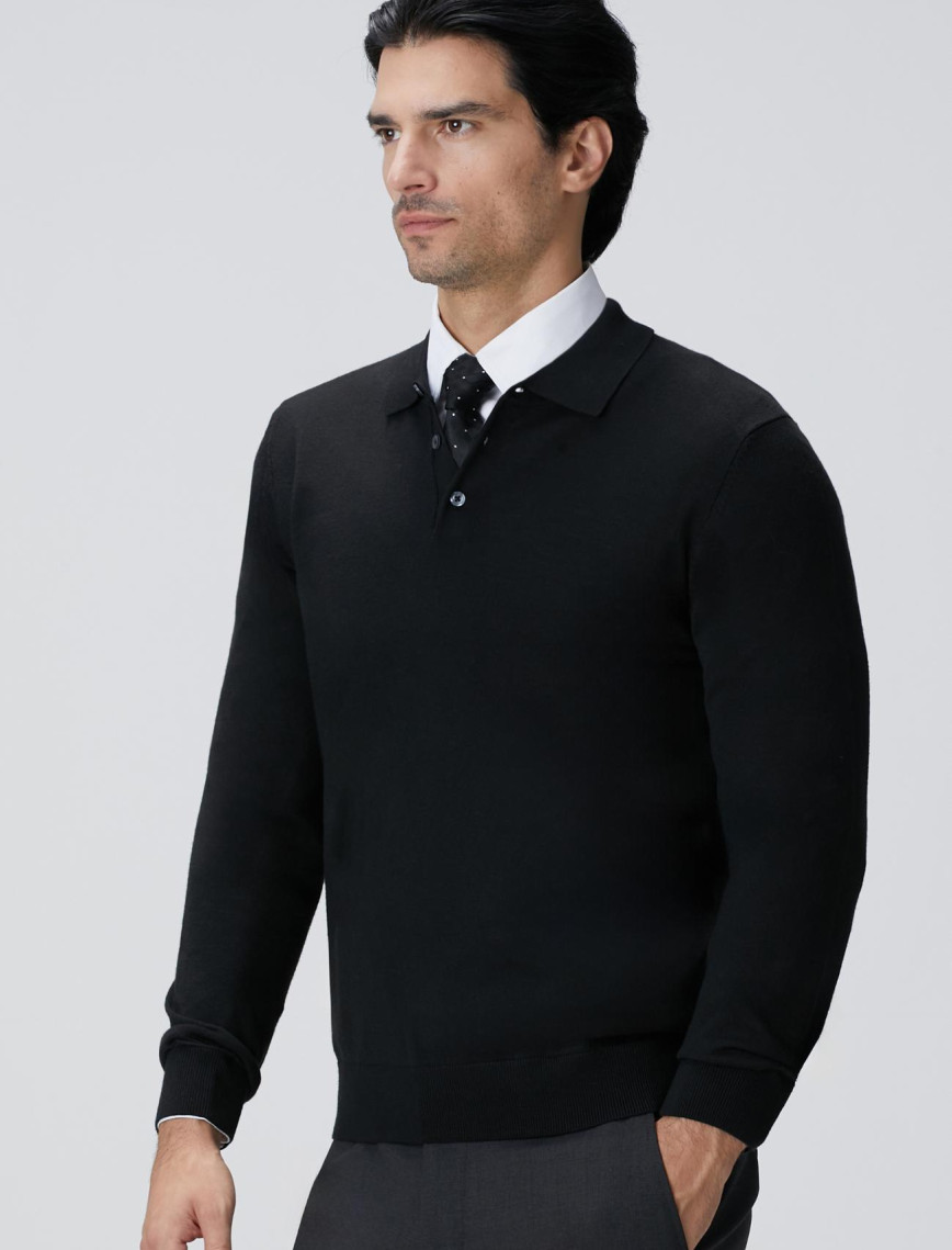 Network Erkek Siyah Yün Karışımlı Triko Kazak Network Erkek Siyah Yün Karışımlı Triko Kazak
