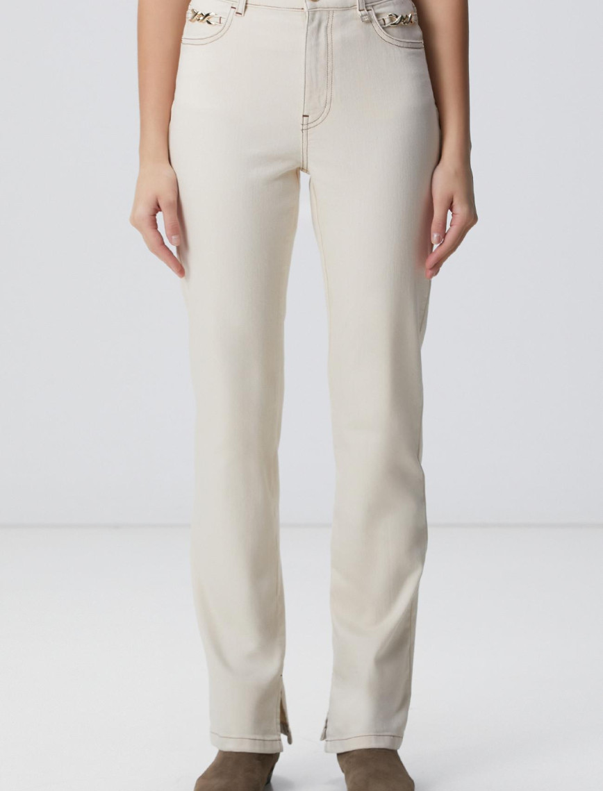 Network Kadın Naturel Aksesuarlı Denim Pantolon Network Kadın Naturel Aksesuarlı Denim Pantolon