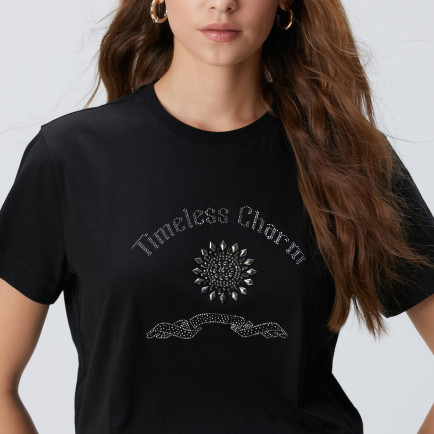 Network Kadın Siyah Taş İşlemeli T-shirt Network Kadın Siyah Taş İşlemeli T-shirt