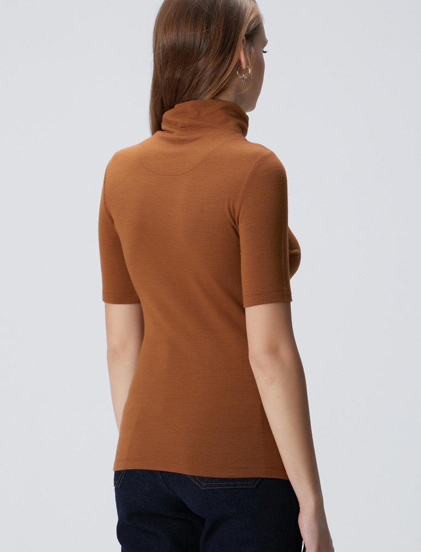 Network Kadın Camel Yün Karışımlı T-shirt Network Kadın Camel Yün Karışımlı T-shirt