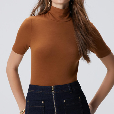 Network Kadın Camel Yün Karışımlı T-shirt Network Kadın Camel Yün Karışımlı T-shirt