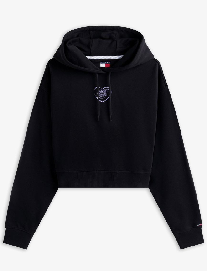 Tommy Jeans Crop Heart Slim Kadın Siyah Sweatshirt Tommy Jeans Crop Heart Slim Kadın Siyah Sweatshirt
