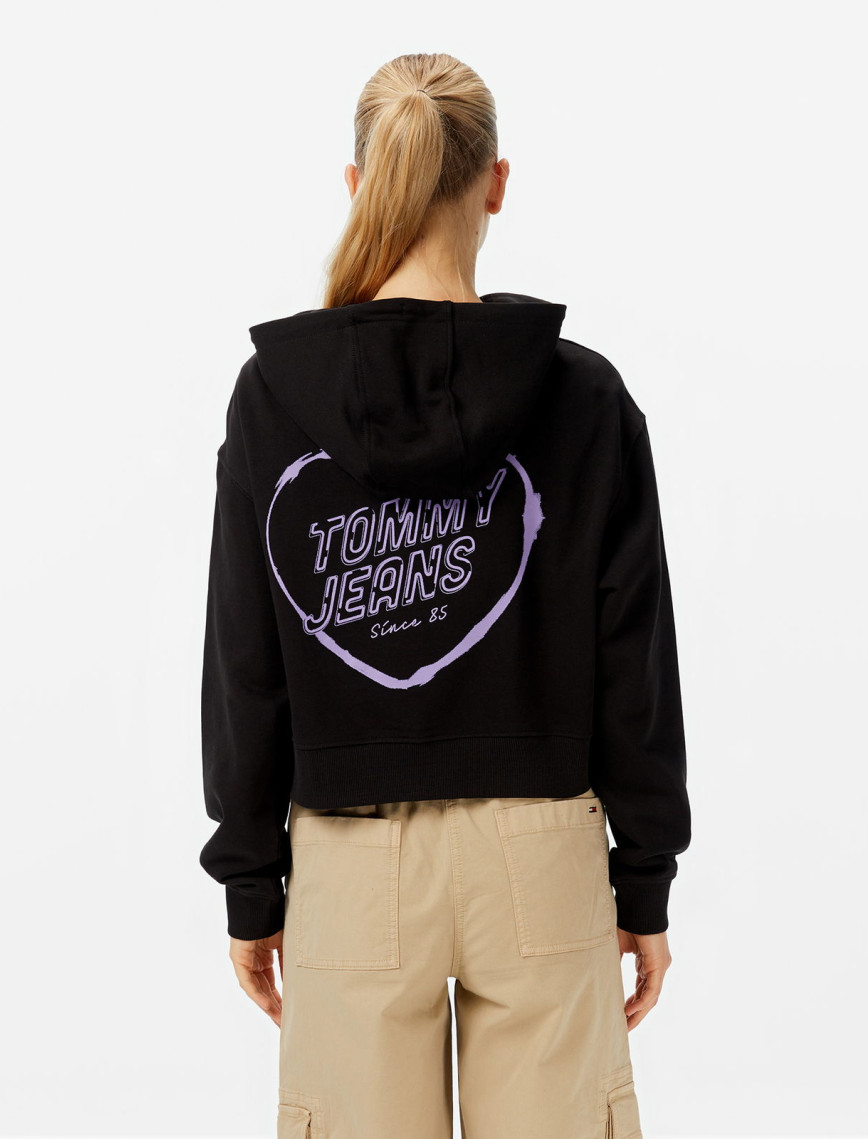 Tommy Jeans Crop Heart Slim Kadın Siyah Sweatshirt Tommy Jeans Crop Heart Slim Kadın Siyah Sweatshirt