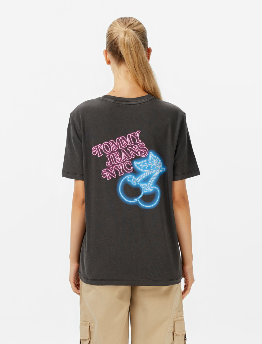 Tommy Jeans Relax Neon Kadın Siyah T-Shirt