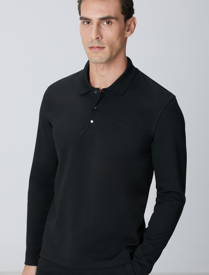 Network Erkek Siyah Polo Yaka Sweatshirt Network Erkek Siyah Polo Yaka Sweatshirt
