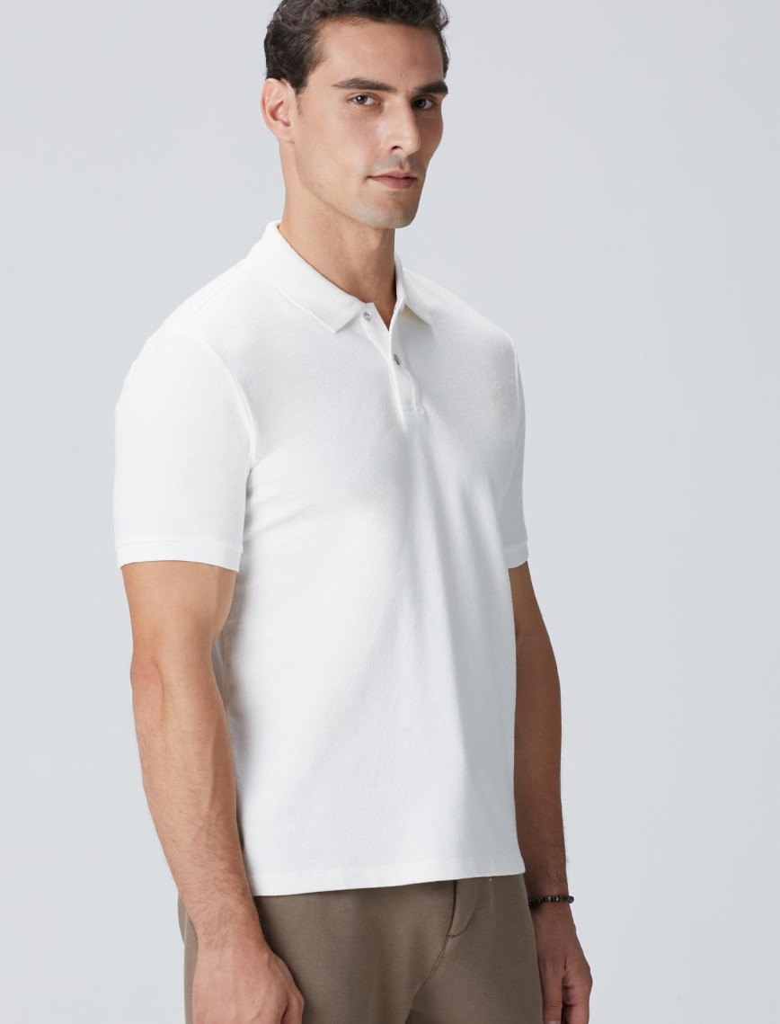 Network Erkek Kırık Beyaz Çıtçıtlı T-shirt Network Erkek Kırık Beyaz Çıtçıtlı T-shirt