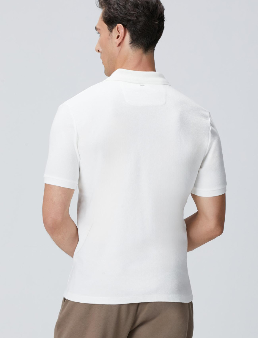 Network Erkek Kırık Beyaz Çıtçıtlı T-shirt Network Erkek Kırık Beyaz Çıtçıtlı T-shirt