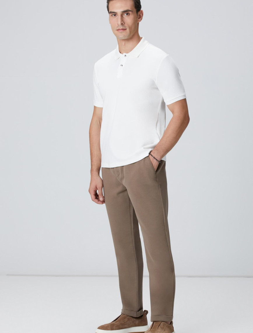 Network Erkek Kırık Beyaz Çıtçıtlı T-shirt Network Erkek Kırık Beyaz Çıtçıtlı T-shirt