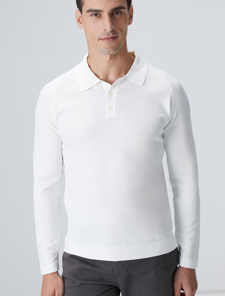 Network Erkek Kırık Beyaz Polo Yaka Triko Kazak Network Erkek Kırık Beyaz Polo Yaka Triko Kazak