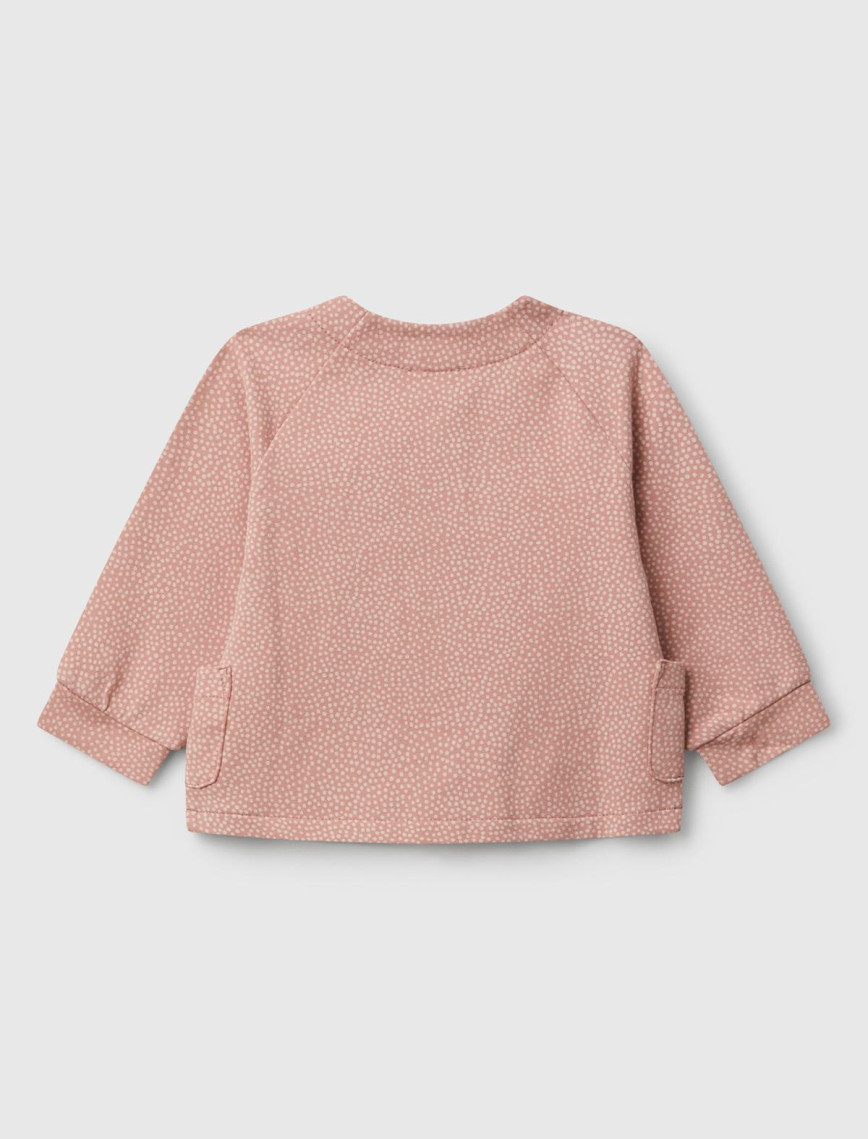 Bebek Gül Kurusu Tamamı Desenli Gizli Çıtçıt Düğmeli Cepli Sweatshirt Bebek Gül Kurusu Tamamı Desenli Gizli Çıtçıt Düğmeli Cepli Sweatshirt