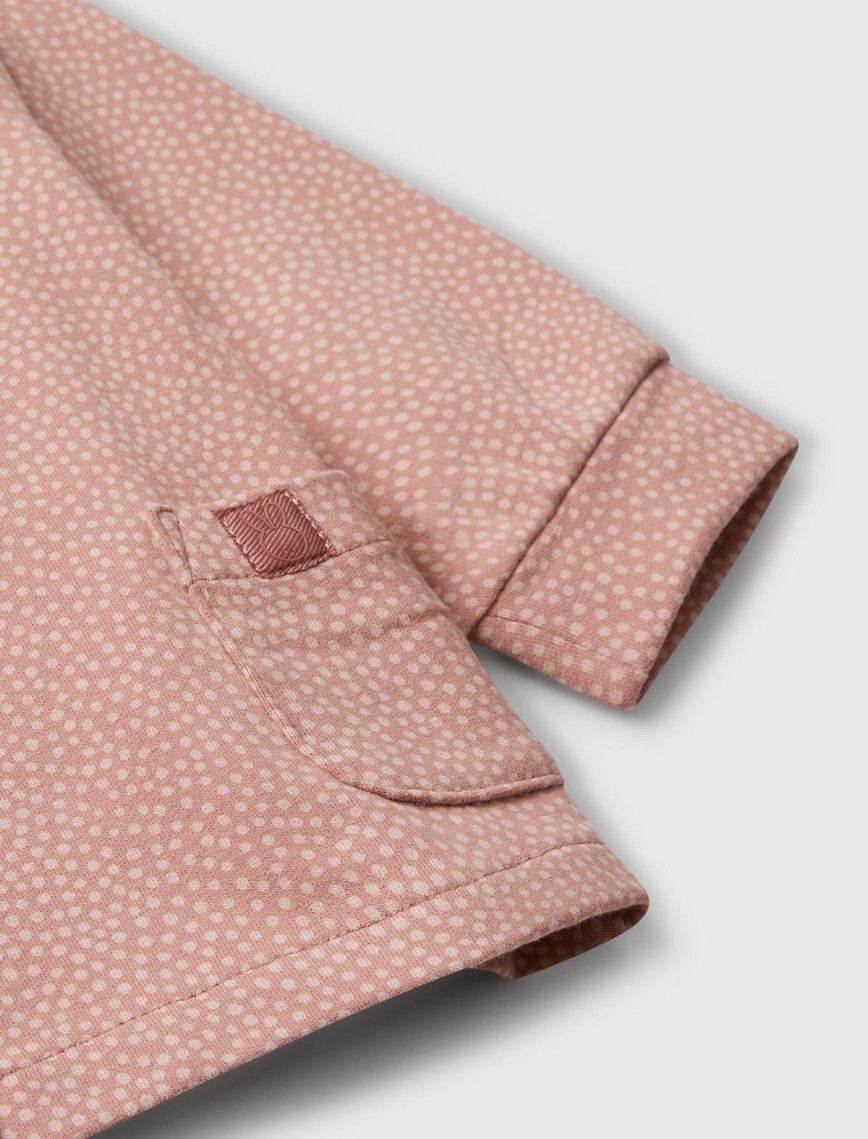 Bebek Gül Kurusu Tamamı Desenli Gizli Çıtçıt Düğmeli Cepli Sweatshirt Bebek Gül Kurusu Tamamı Desenli Gizli Çıtçıt Düğmeli Cepli Sweatshirt